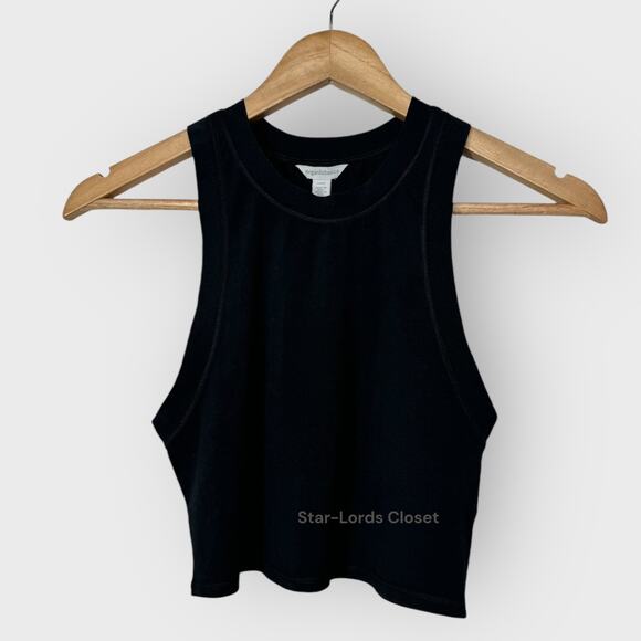 Organic Basics Core Crop Tank Top I Large I Black Racerback Cotton Sustainable - Picture 1 of 8